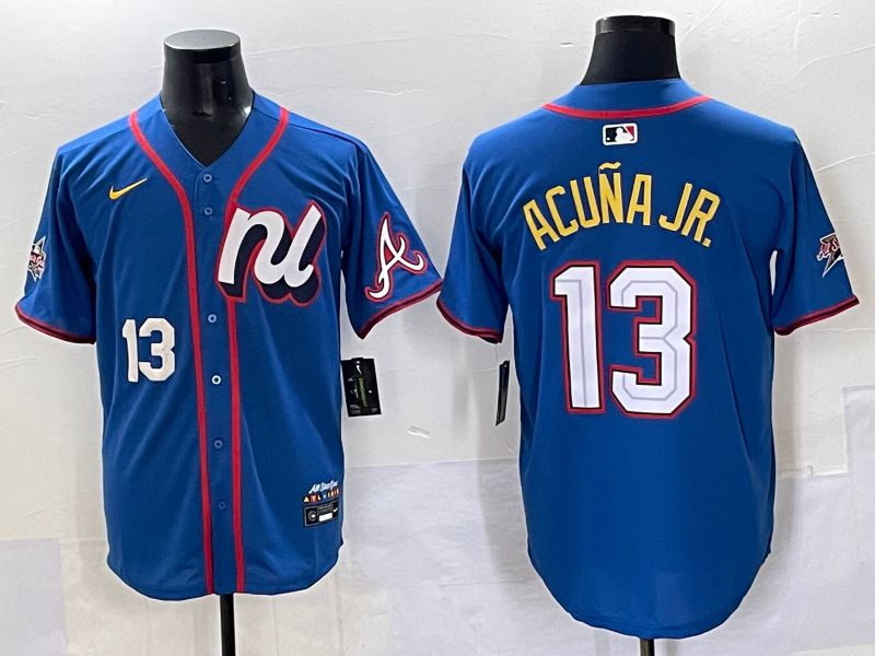 Men 2025 Atlanta Braves #13 Acuna jr Blue All star Nike MLB Jersey style 2->atlanta braves->MLB Jersey